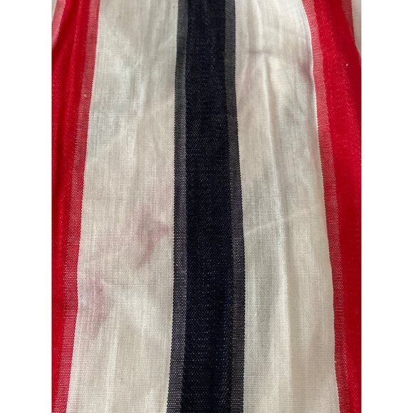 Vintage Fabric Red White Navy Stripe Quilting Sewing Cloth Cotton ~208 X 36 AS I - Picture 11 of 16